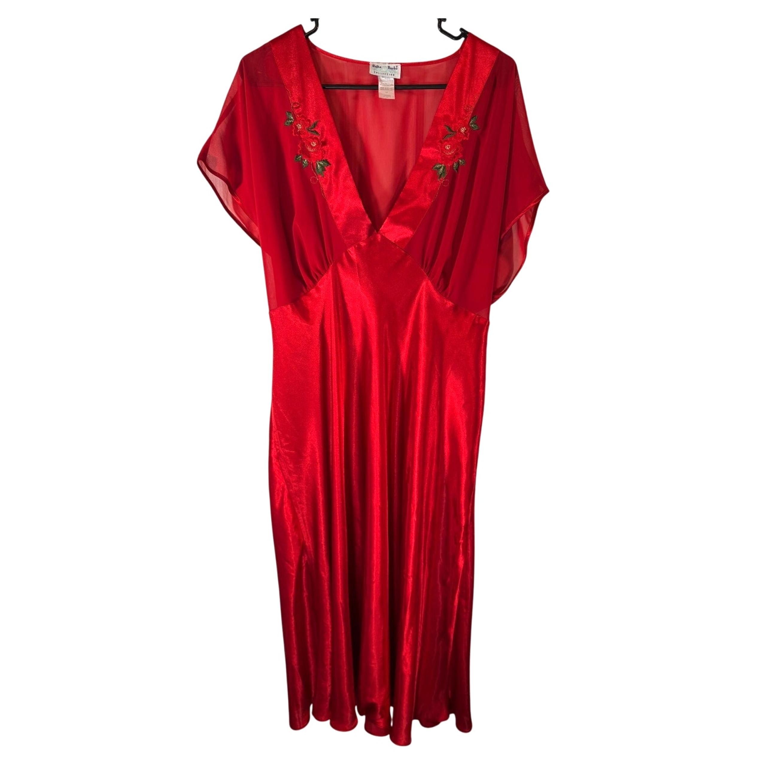 Vintage Delta Burke Collection Red Slip Dress Lingerie Night Gown XL