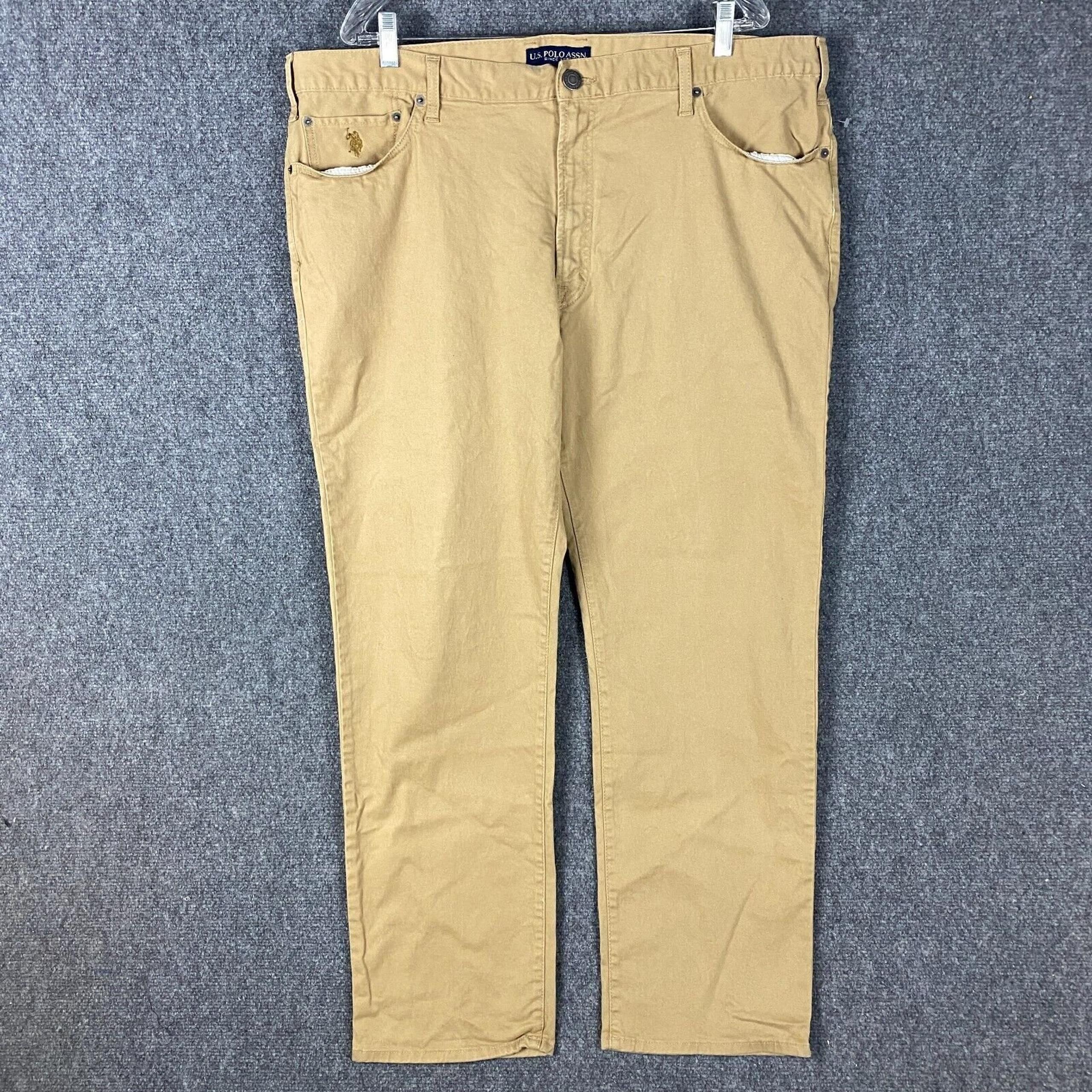 U.S. Polo Assn Chino Pants Men's 44/32 Active Stretch Beige Cotton Blend