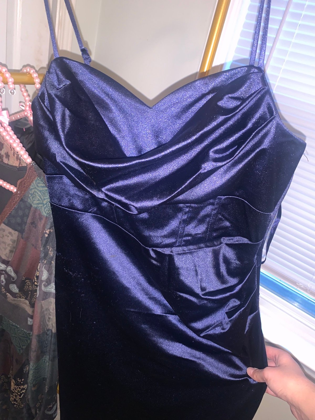 Blue satin dress