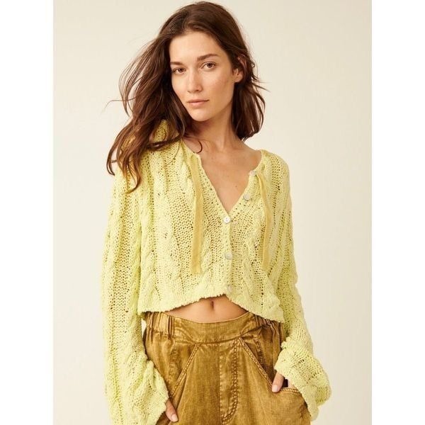 Free People Robyn Cardigan In Bamboo Shoot Size L