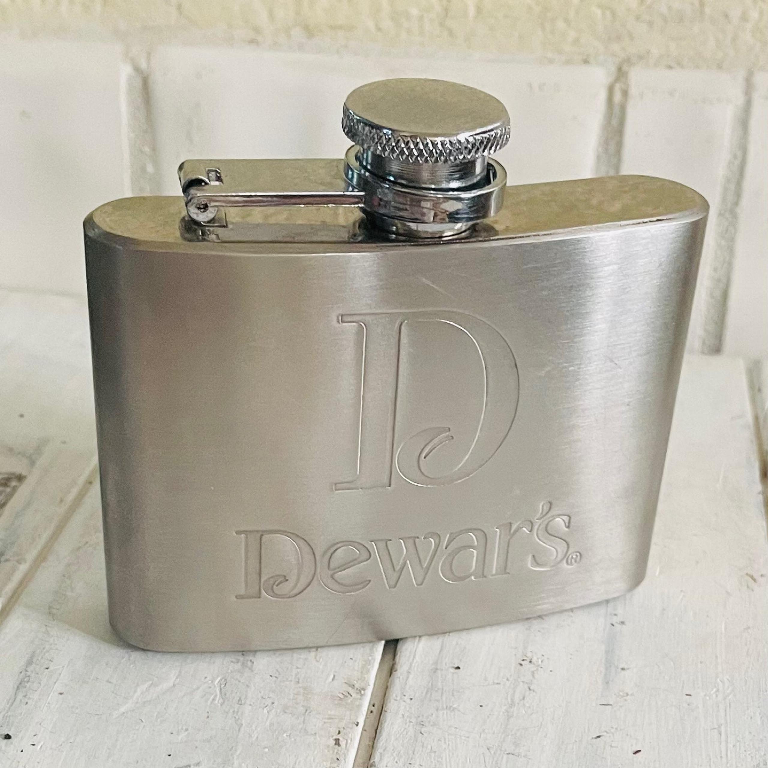 Vintage Dewars 4 oz  curved stainless flask