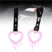 New 2PCS Drip Heart Shaped Pink JDM TSURIKAWA Handle Black Strap Charm Drift
