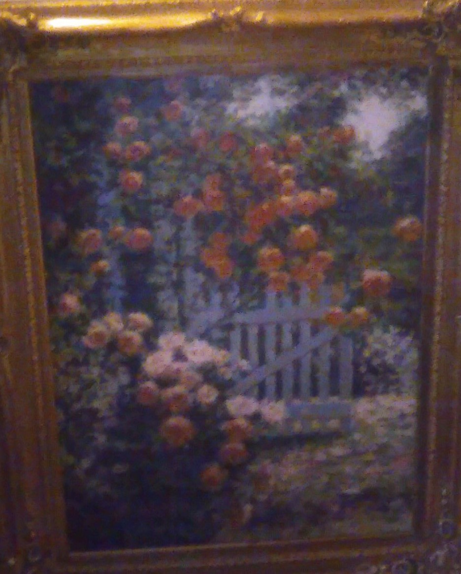 Vintage Floral Oil Canvas Painting with Frame