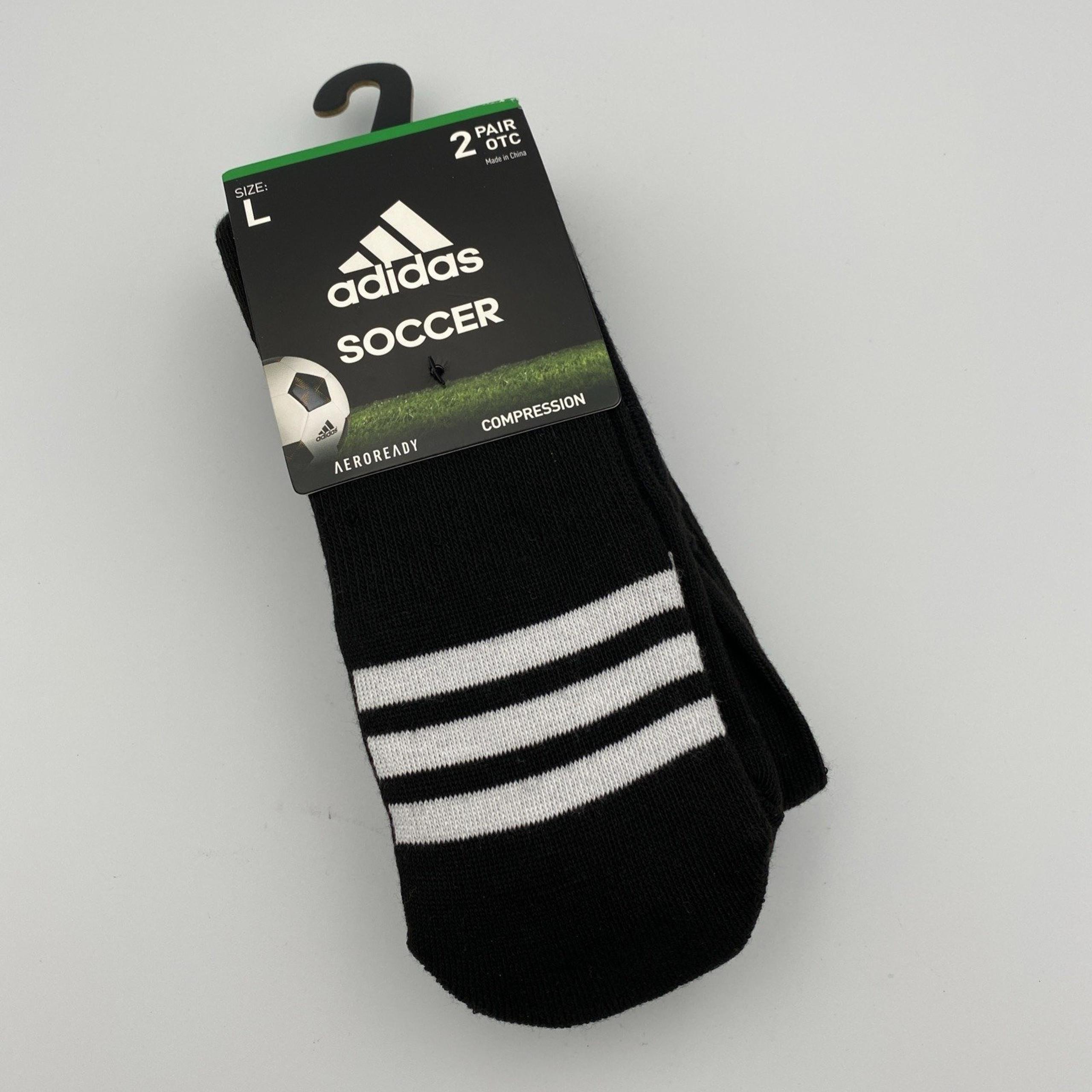 Adidas Soccer Socks Adult Unisex Size Large 2 Pack Black OTC Compression