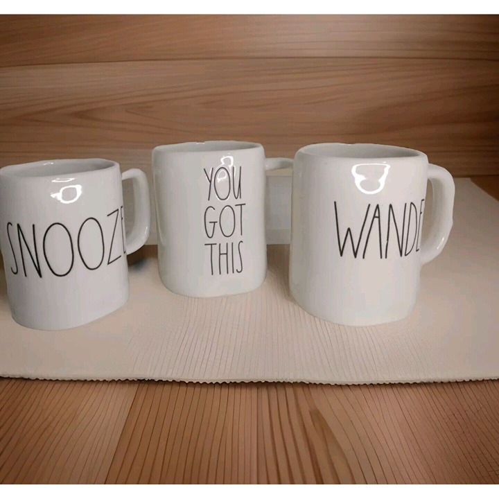 Rae Dunn by Magenta Artisan Collection Mug Set 0f 3 Snooz, You Got This, Wander