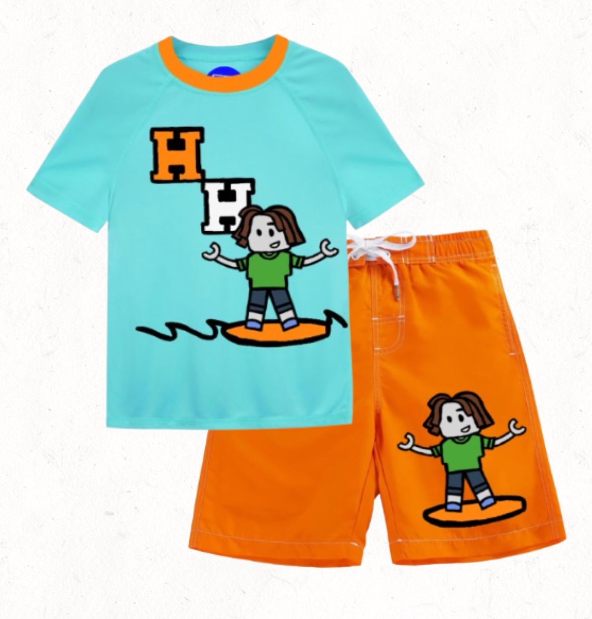 Roblox Boys Rash Guard and Shorts Swim Set Kids Size 14-16