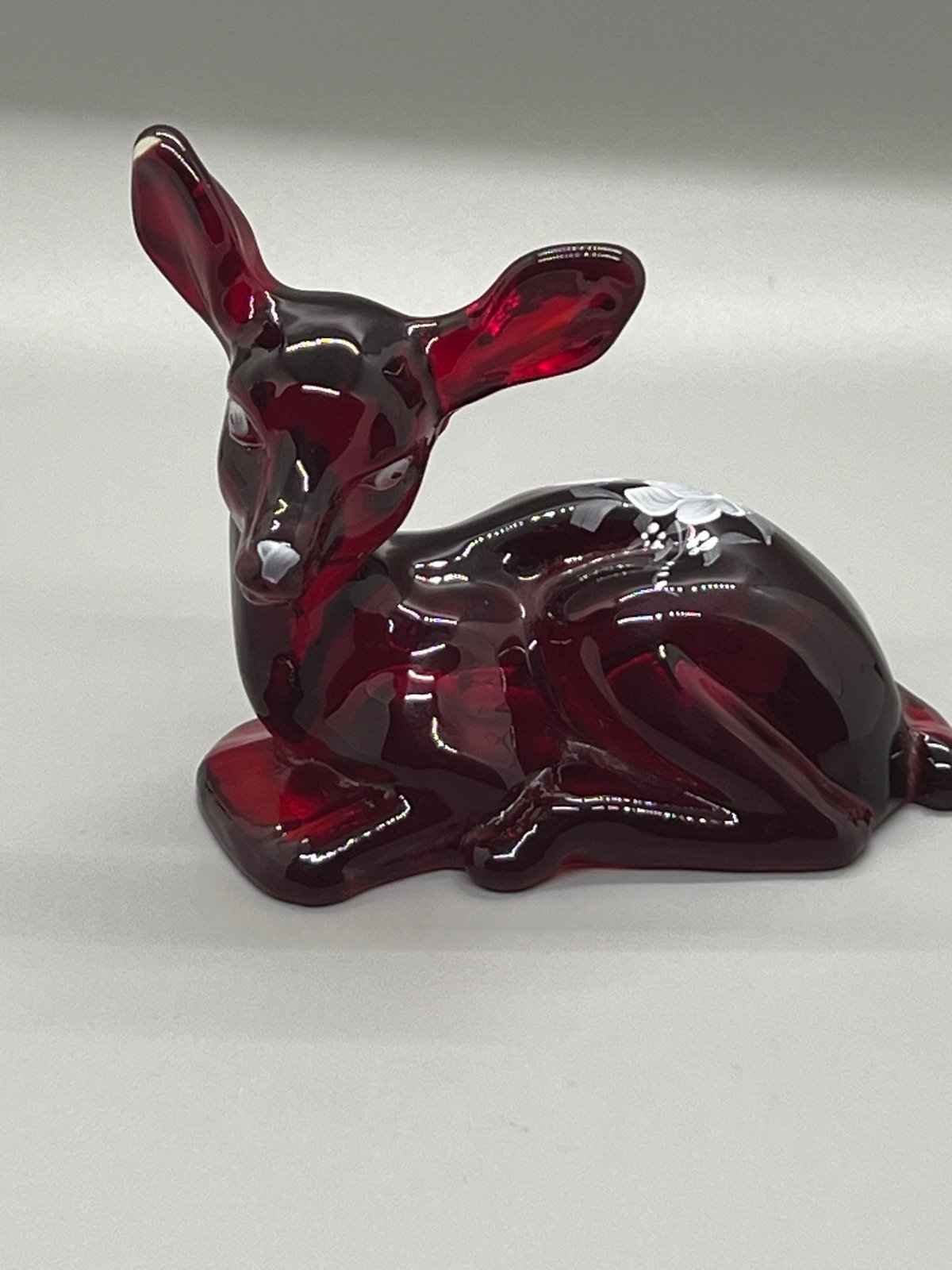 Fenton Glass Ruby Red Amberina Laying Fawn Deer Figurine Hp By Donna Robinson