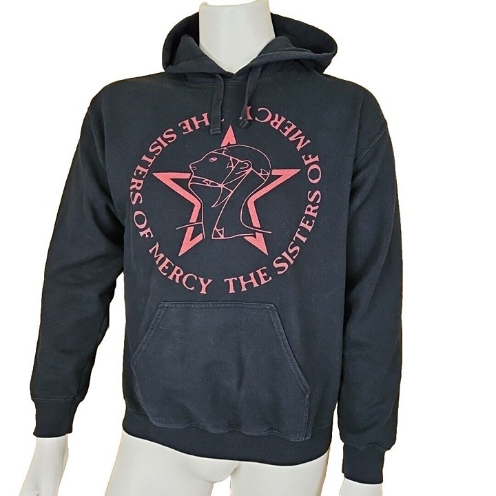 Vintage The Sisters of Mercy Hoodie Black Mens Sz M Merciful Release Goth Shirt