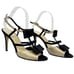 Kate Spade Satin T-Strap Gold and Black Bow Strappy Sandal Size US 8 B Stiletto