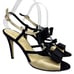 Kate Spade Satin T-Strap Gold and Black Bow Strappy Sandal Size US 8 B Stiletto