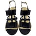 Kate Spade Satin T-Strap Gold and Black Bow Strappy Sandal Size US 8 B Stiletto