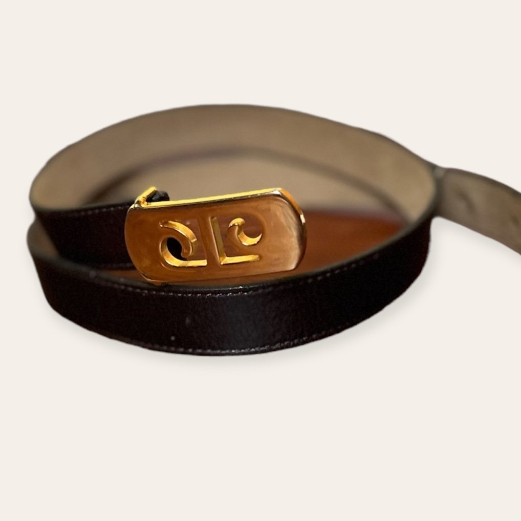 Vintage 80’s Designer Pierre Cardin Leather Logo Brown Belt