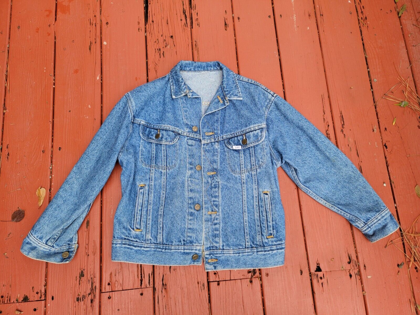 Vintage 80s 90s Lee Riders Men Sz 38 Small Blue Denim Trucker Jean Jacket