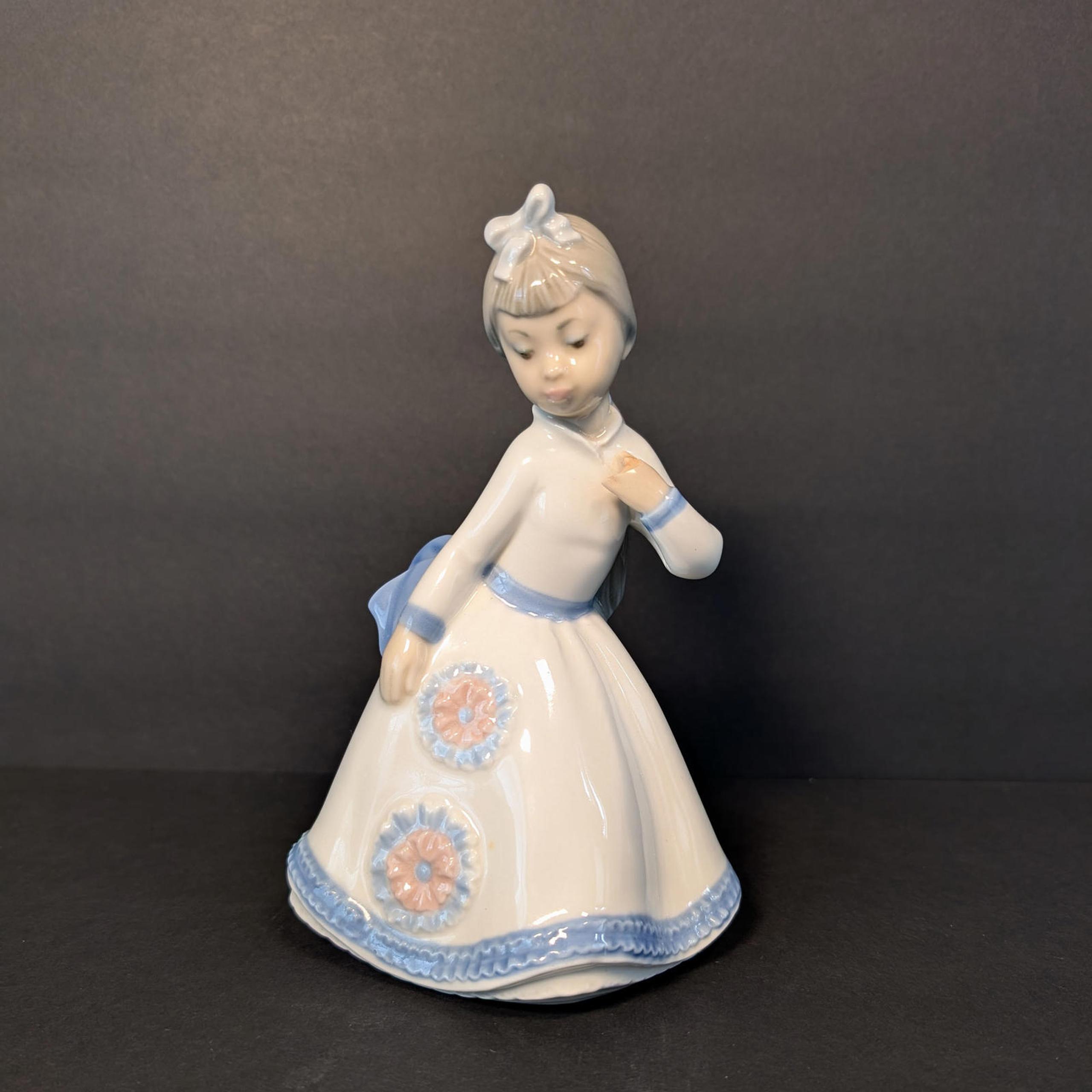 Damaged - Rare Zephir Lladro Girl in Flowered Dress - Please read description