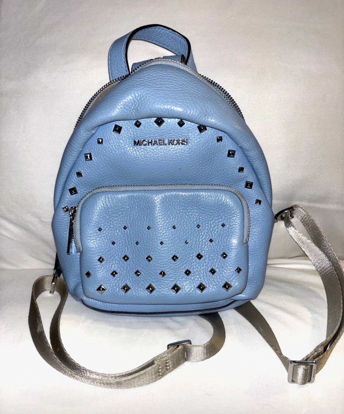 Michael Kors Erin Small Convertible Backpack Sky Blue Studded Leather