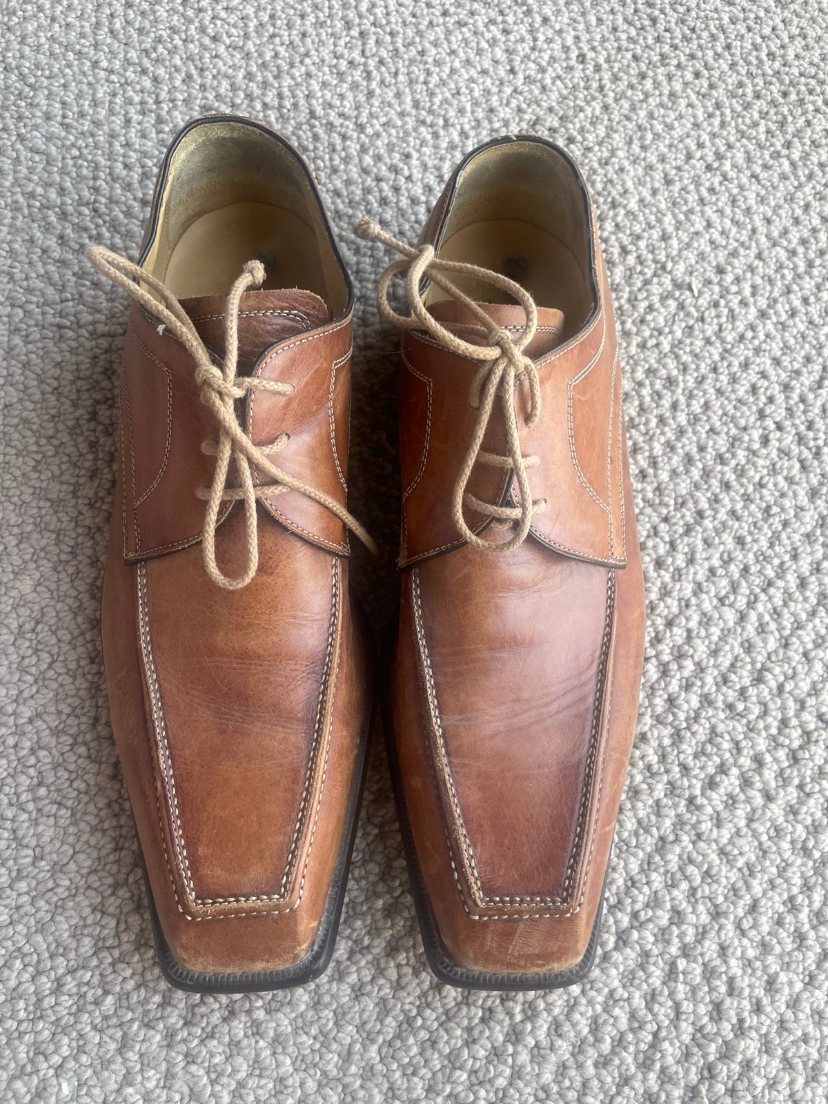 Vero Cuoio Mens Brown Leather Dress Shoes Size 45 ( Size 11.5 US ) Italy