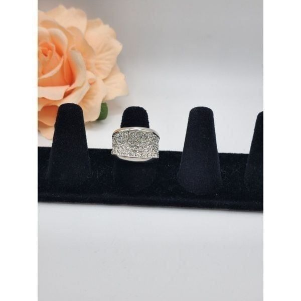 Silver rhinestone chunky cocktail ring