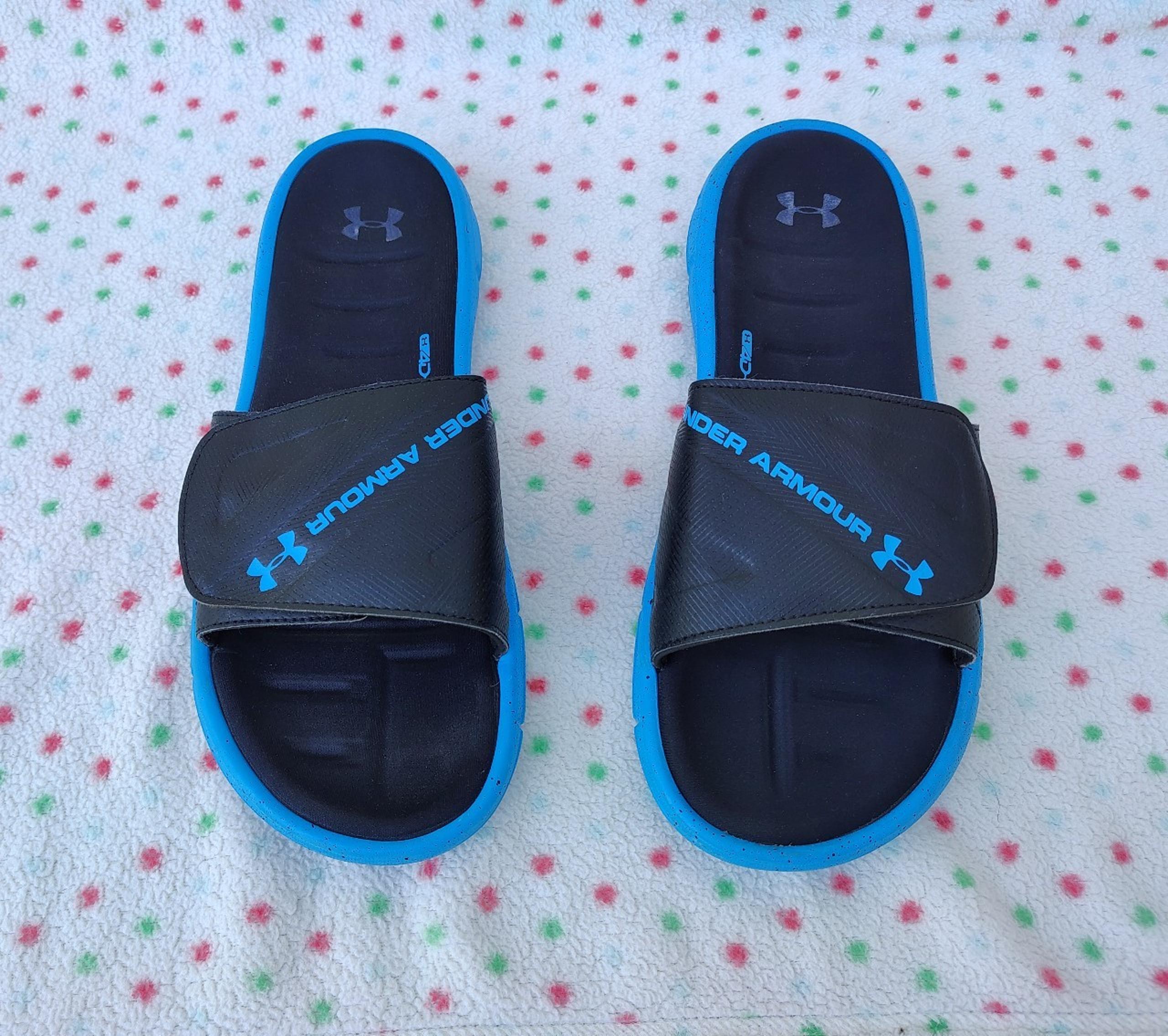 Under Armour UA 1287212 Mens Black/Blue Ocean Slippers Beach Sandals Size 13