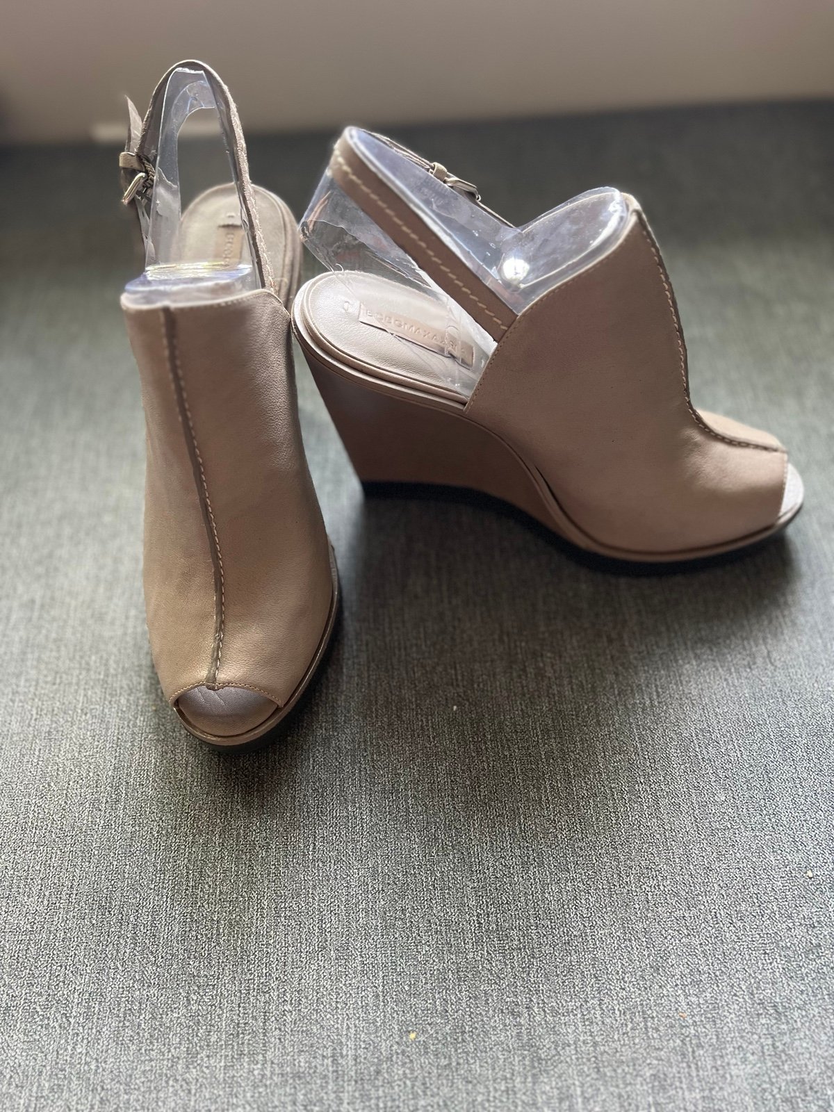 BCBGMaxAzria Rock Bruana Ma-Pearson Leather Peep Toe Sandal Wedges