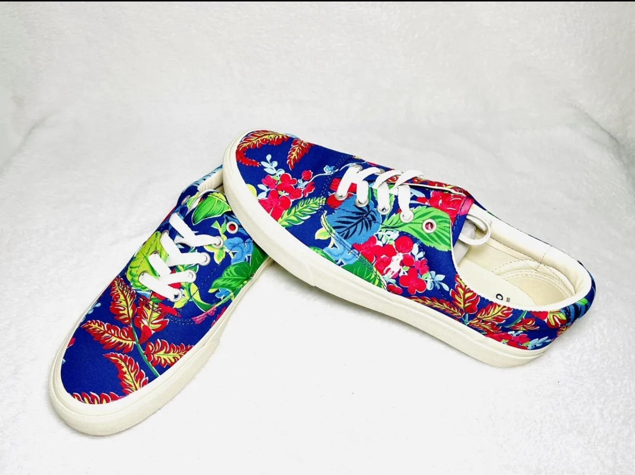 POLO Ralph Lauren Keaton Pony Floral Low Top Sneakers Shoes Men's Size 8.5- NEW