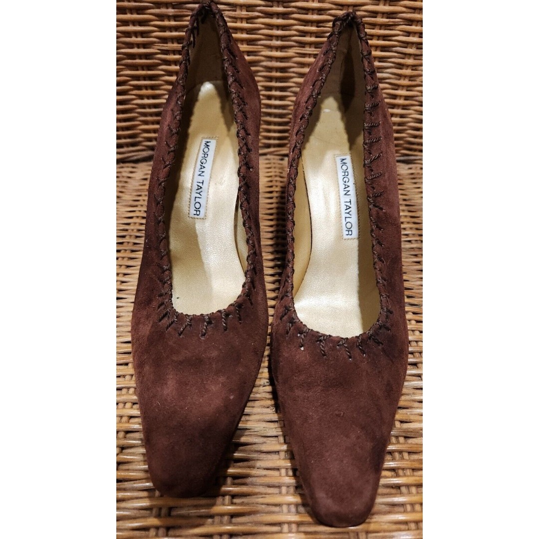Morgan Taylor Made in Spain Brown Suede Leather Womens Shoes Size 5.5 B