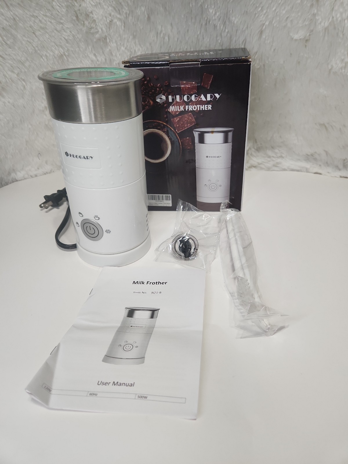 HUOGARY Automatic Milk Steamer, Milk Frother Color White