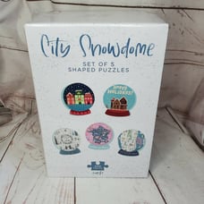 City Snowdome Set Of 5 Shaped Puzzles 200 Pieces Each Small Town Christmas
