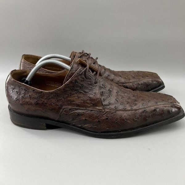 Caldoberia Coseauan Men Size 12 US, 46 EU Shoes Brown Ostrich Leather Oxford