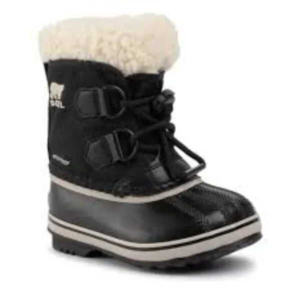 Sorel Girl's Black Yoot Pac NC1962-010 Fur Ankle Winter Snow Boots Size 10