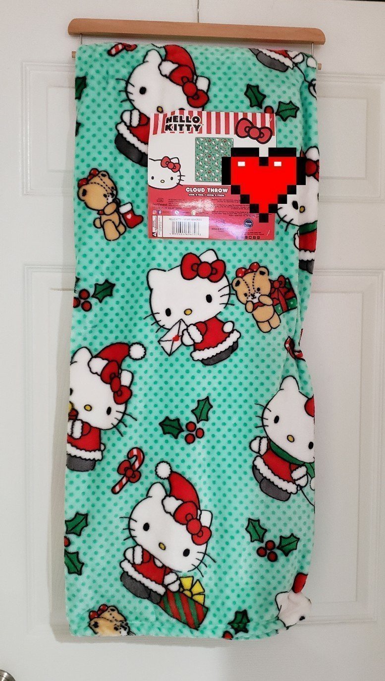 Hello kitty as Miss Santa Clause and Teddy Bear Christmas throw