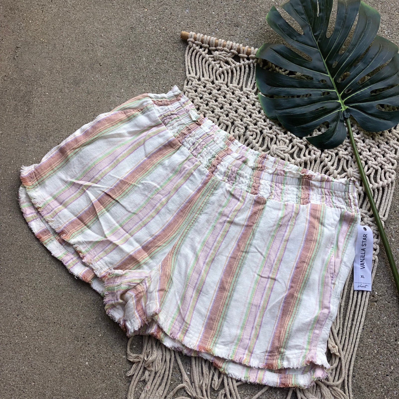 New Vanilla Star Striped Shorts Size XL