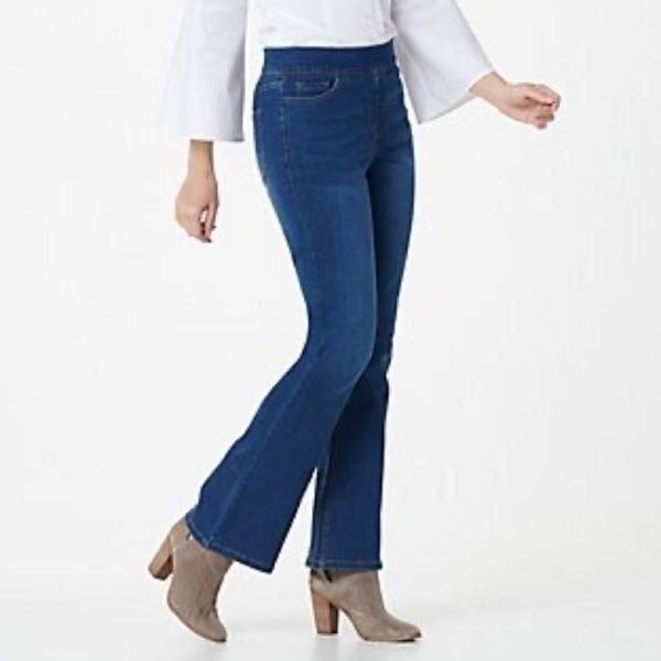 Denim & Co. Regular Cozy Touch Denim Pull-On Bootcut Jeans Size: 16