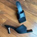 RAYE Abie Heel in Black Slip on Mules Square Toe 8