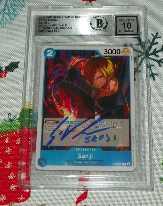 Eric Vale Sanji One Piece Signed Card 10 Auto Grade BAS #ST12-011 C Bandai