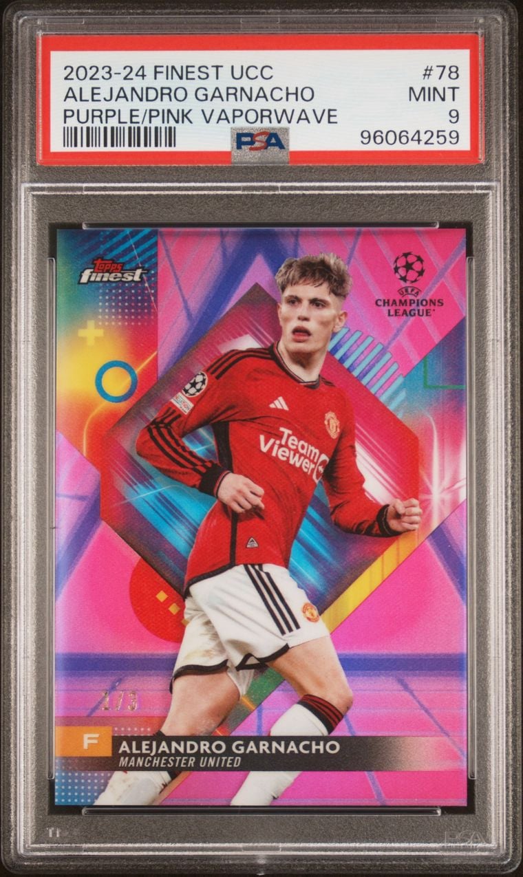 2023 Topps Finest UCC Alejandro Garnacho Purple/Pink Vaporwave /3 #78 PSA 9 ManU