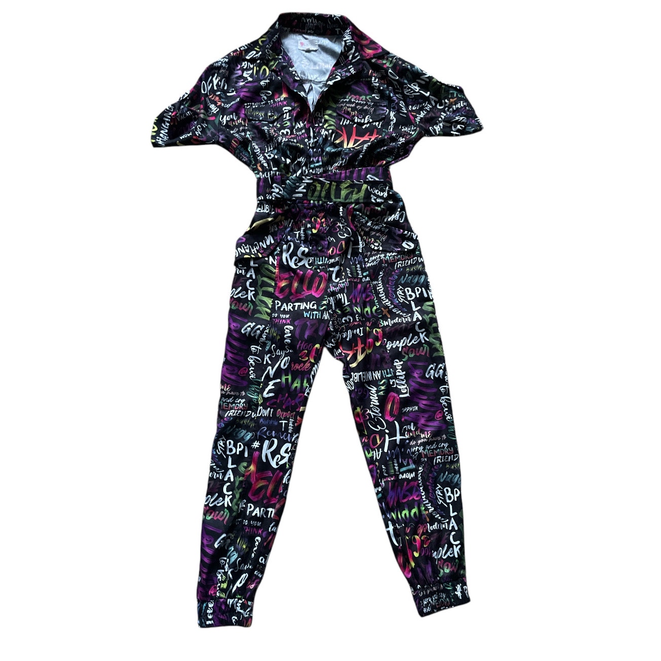 L'ATISTE Womens/Teen Coveralls Graphic Graffiti Print Size Small Mixed Media