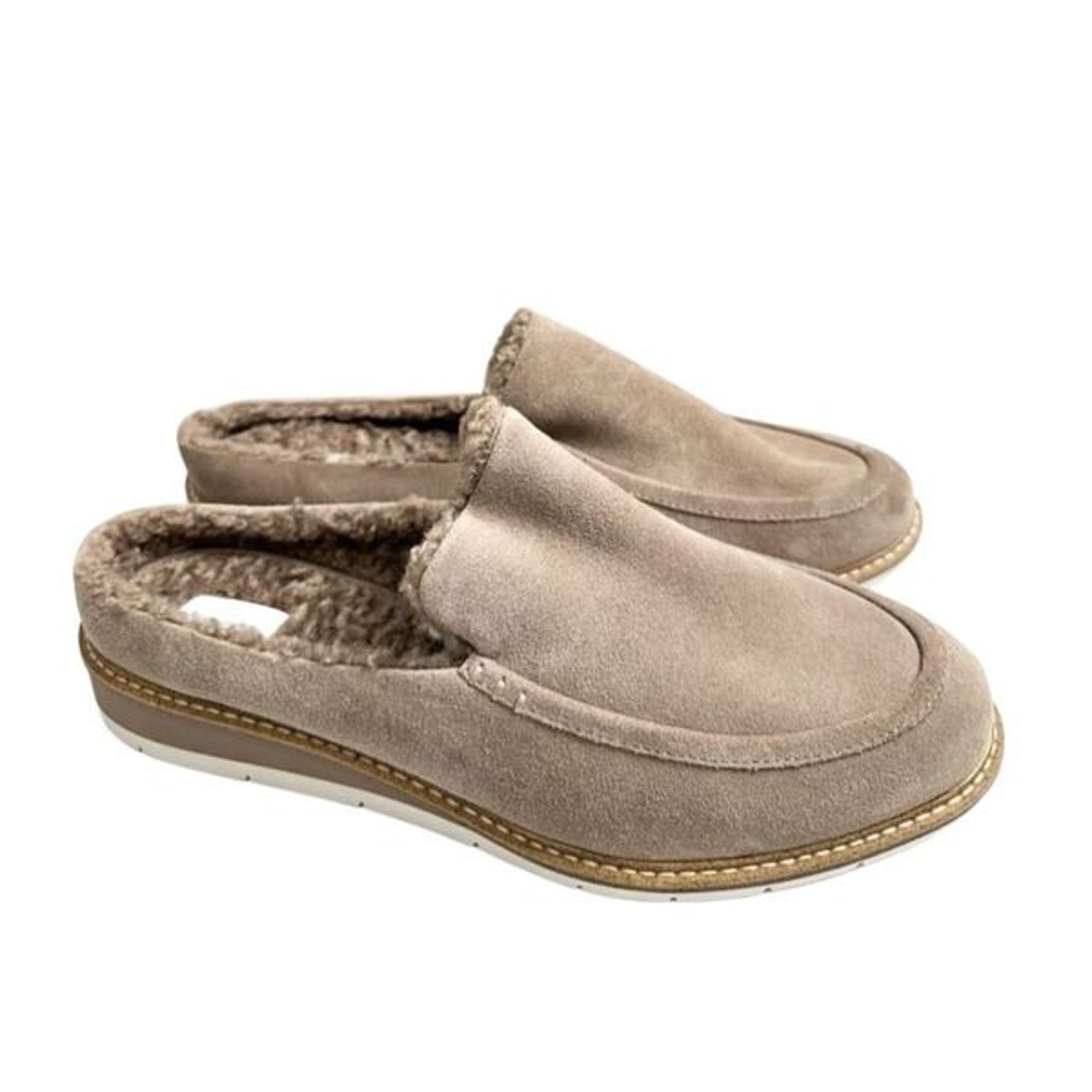 Me too Mules Size 10 Tan Leather Upper Hayley Shearling Slip On Winter Shoes
