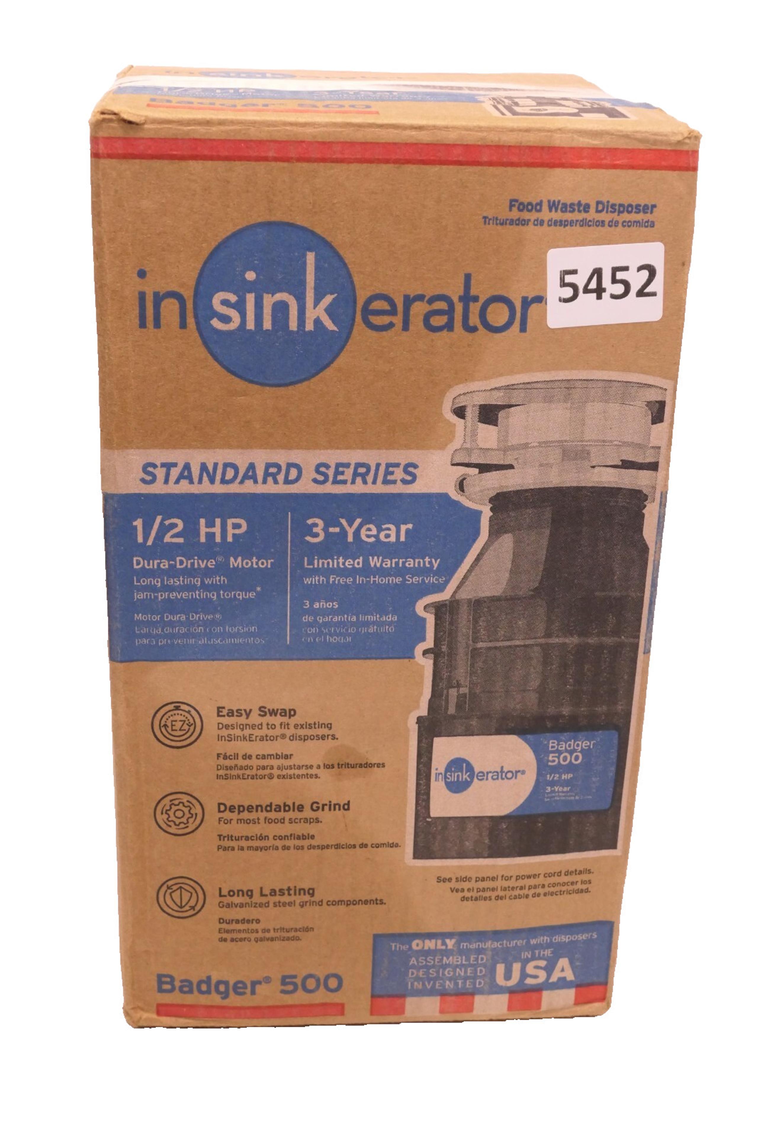 Badger 500, 1/2 HP Continuous Feed Kitchen Garbage Disposal, Badger Series