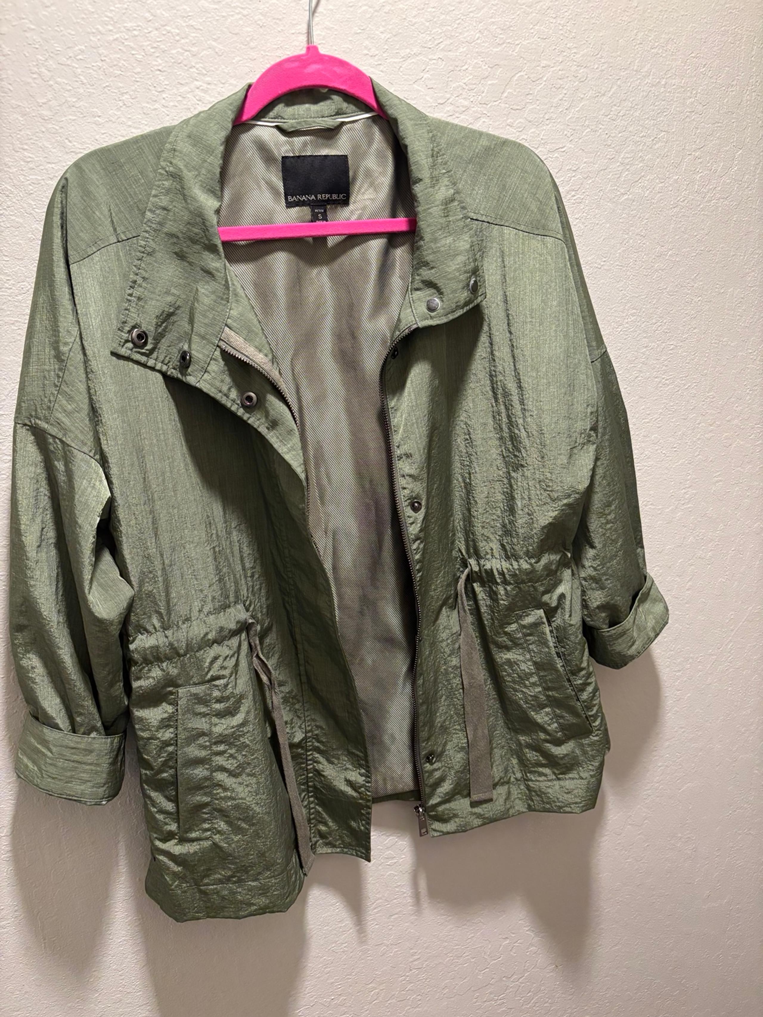 Banana Republic Utility Parka Spring Full Zip Cinch Waist Jacket, Small Petite