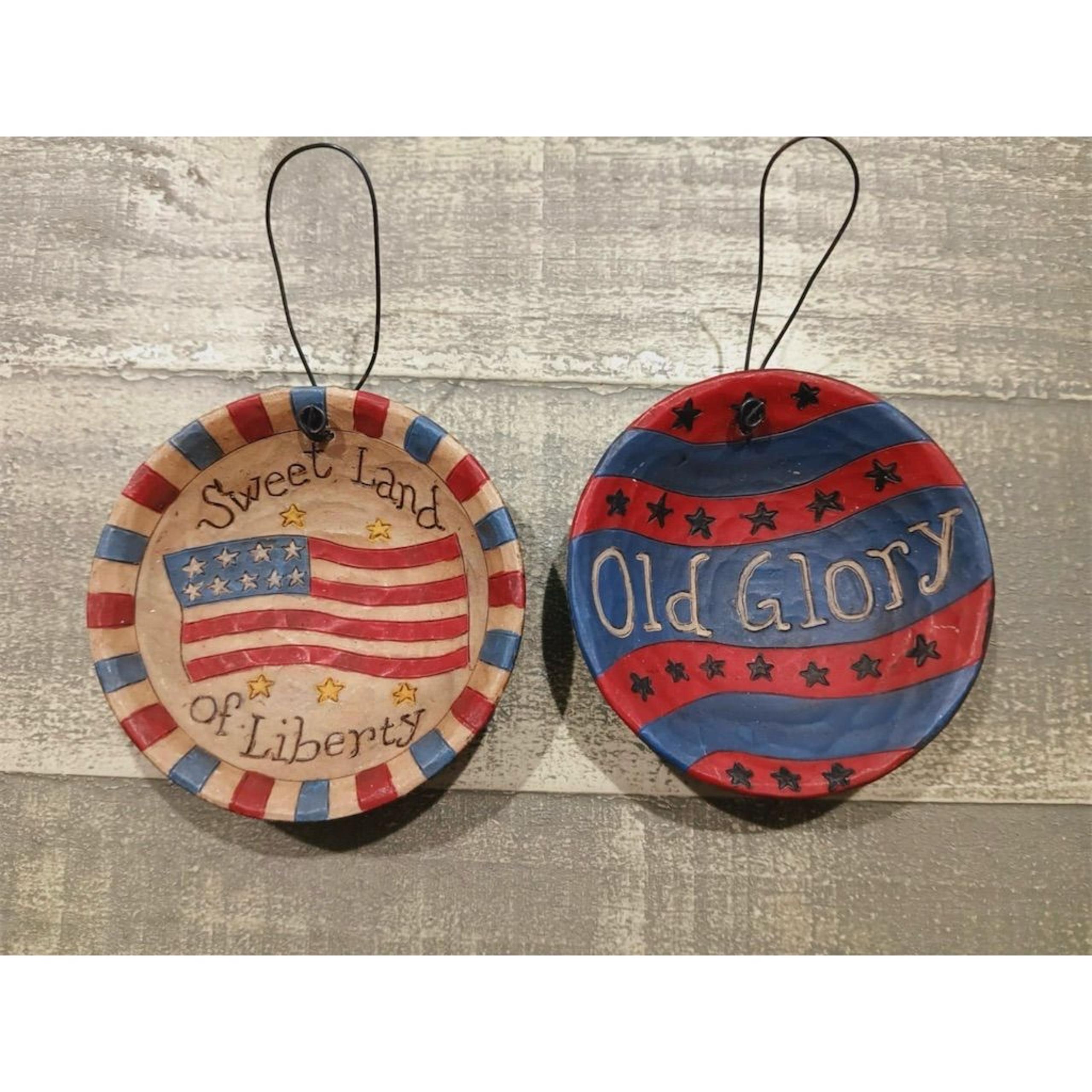 Old Glory Patriotic Americana Hanging Plates Set Stars & Stripes Decor