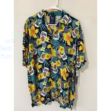 Miller Lite Tropical Cans Hawaiian Shirt Rayon Button Up SS Top Mens Size Large