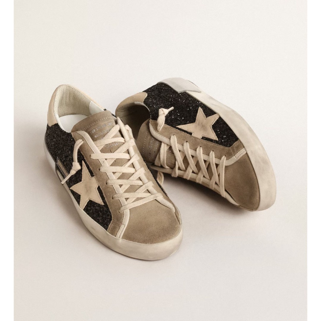 GOLDEN GOOSE Super-Star Glitter Star Sneakers Sz 38 *Flawed*