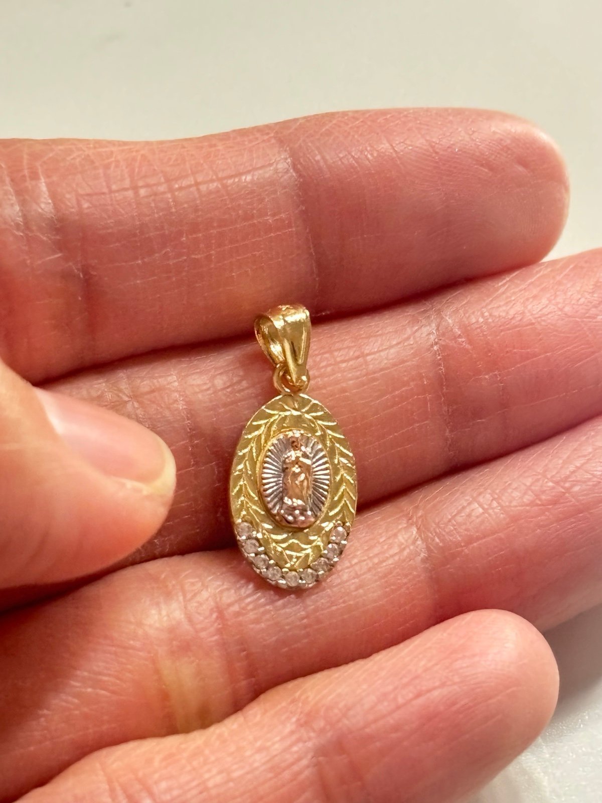14k Gold Pendant Virgin Mary Lady of Guadalupe Pendant