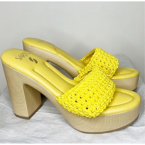 Franco Sarto x Anthro Wendy Platform Clogs Lemon Yellow Size 8.5 Nwt