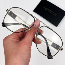 Versace VE1287 1443 BRAND NEW Eyeglasses Black Gold Metal Pilot Men Unisex