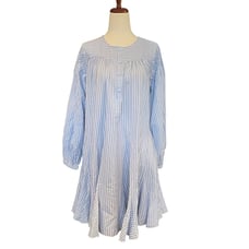 RHODE Ella Dress Blue and White Stripes Medium
