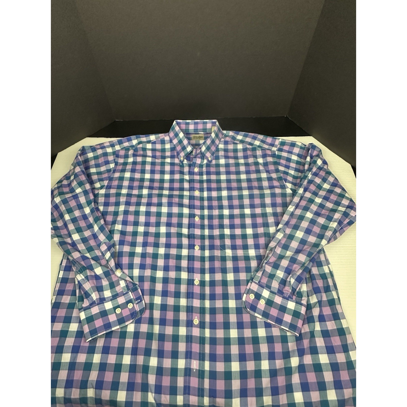 Gitman Bros Shirt Mens Extra Large Purple Plaid Button Up Preppy Casual Office