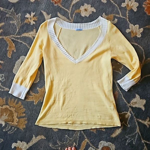 Malo sz 42 IT / Medium V neck boat neck top w colorblock hem