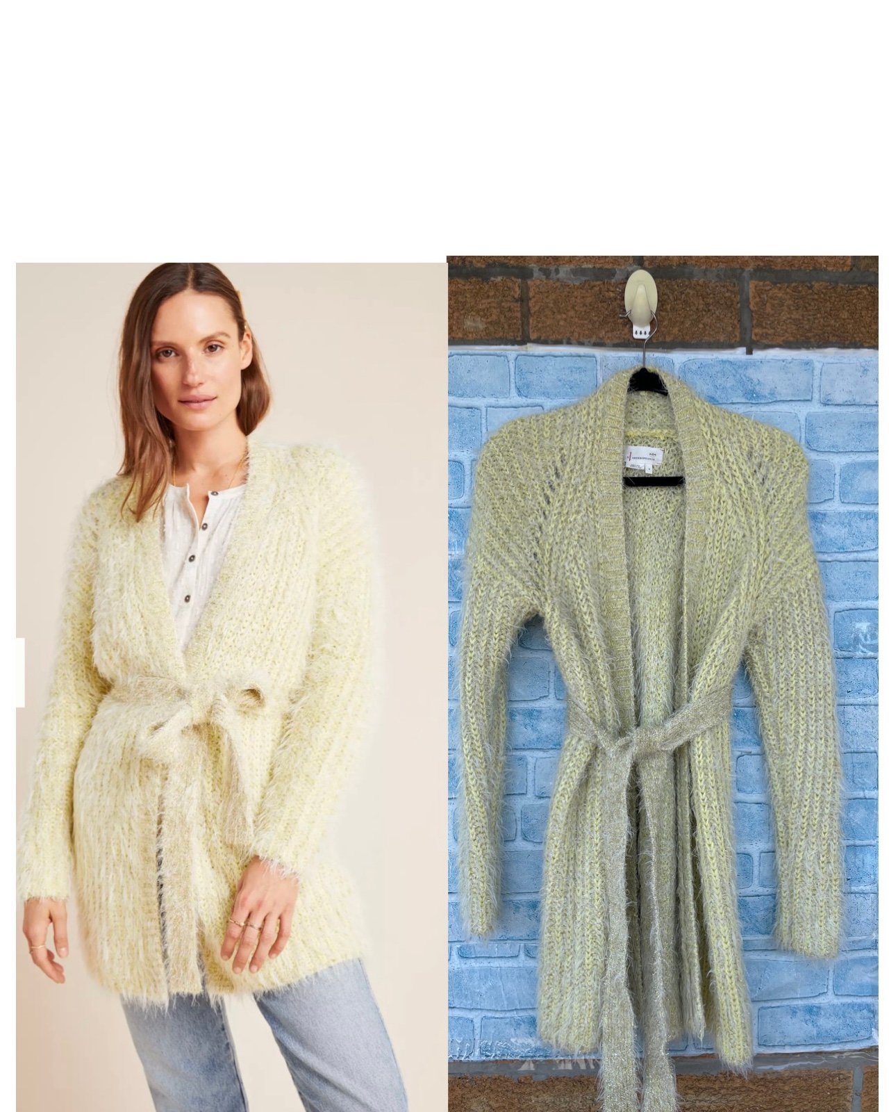Anthropologie Larkin yellow shimmer cardigan sweater small