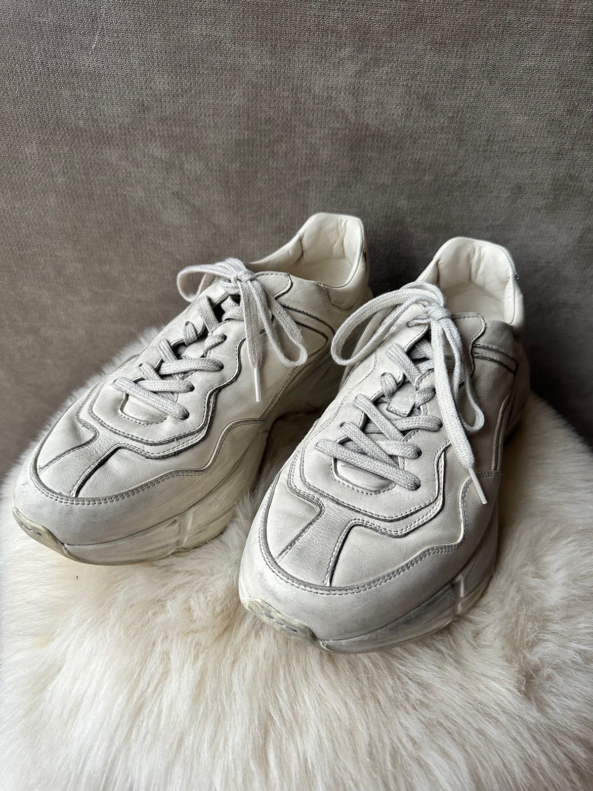 Gucci Rhyton Leather Sneaker Ivory Leather. 9.5